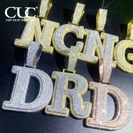 Custom Double Layer Single Letter Pendant Iced Out CZ Zircon Hip Hop Necklace For Men Women Chain Cu