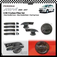Perodua Myvi SE SE2 2005 - 2011 3 in 1 Carbon Set Door Handle Bowl Fuel Cap Cover Trim Accessories 2