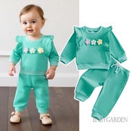 //-6M-4Y Baby Girl 2Pcs Fall Set Long Sleeve 3D Flower Sweatshirt + Pants