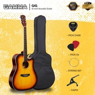 Gamma 41" Cutaway Acoutic Guitar Combo Set 41inch Guitar with White Binding Line (G41)