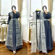 Dress Brokat Mix Ceruty Babydoll Import Maudy Terbaru Gamis Lebaran kekinian Trend 2025