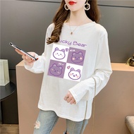 [COMYI] 2025 Cotton T shirt Women Special Baju T Shirt Perempuan Lengan Panjang T-shirt Long Sleeve Blouse Clothes Plus Size Round Neck Baju