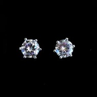 925純銀六抓AAA蘇聯鑽耳環 926 Sterling Silver 6 Prong AAA Grade Cubic Zirconia Earrings