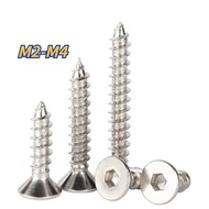 [XNY] Sus304 Countersunk Head Hexagon Self-Tapping Screw Extended Flat Head Screw Self-Tapping Wood Screw M2/M3/M3.5/M4