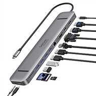 USB C Docking Station,13 in 1 USB C Docking Station Dual Monitor with 4K HDMI+DP +VGA Display+Ethernet+4 USB,+SD/TF+USB-C Port+Audio/Mic for Dell XPS 13/15/Surface Pro 7 Go/MacBook Pro/Air
