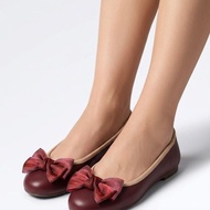 SOSPH Scarlet Red Ribbon Bow Soft Leather Garterized Ballet Flats Women Footwear Marikina Made