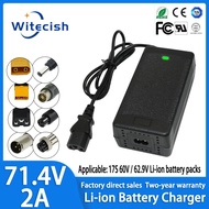 71.4V 2A Li-ion Battery Charger 60V 62.9V 17S Li ion Lithium Battery pack Charger with IEC/XLR/XT60/