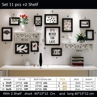 Set 11 pcs+2Shelf เซ็ตกรอบรูป 11 ชิ้น +ชั้นวางของลายฉลุสั้นยาว 2ชิ้น มาพร้อมขาตั้งและตัวแขวนผนัง  ชั