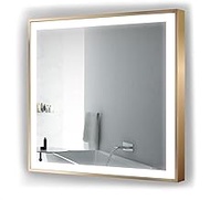 Krugg | Soho LED Bathroom Framed Mirror | Lighted Vanity Mirror Includes Dimmer &amp; Defogger | Wall Mount Vertical or Horizontal Installation (Gold, 36Wx36L)