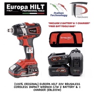[100% ORIGINAL] EUROPA HILT 20V BRUSHLESS CORDLESS IMPACT WRENCH C/W 2 BATTERY & 1 CHARGER (EBL20IW)