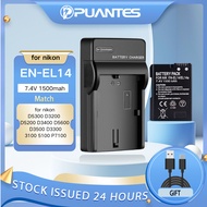 PUANTES EN-EL14 camera battery+USB single slot charger matched with Nikon D5300 D3200 D5200 D3400 D5
