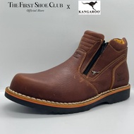 Kangaroo Men Premium Leather Slip-On Zip High Cut Vintage Boot Shoes Kasut Lelaki Kulit Boot 9858