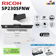 Ricoh SP230SFNW SP230 SFNW SP 230SFNW A4 Mono AIO Laser Wifi Printer + FOC 1 EXTRA TONER