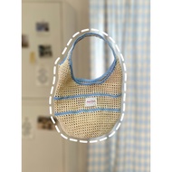 Handmade Lola blue mesh tote bag