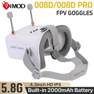 FPV Goggles 5.8G 40ch Built-in DVR 3.7V/2000mAh Battery 4.3 Inch HD LCD Monitor 16:9 DMKR 008D PRO