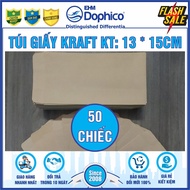 Kraft paper bag in cowhide color: 13cm x 15cm - Used to store snacks, bread...