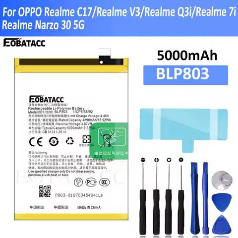 2026 Years BLP803 Battery For OPPO Realme C17 Realme V3/Realme Q3i/Realme 7i/Realme Narzo 30 5G / Re
