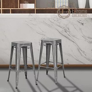 [E-home]Yanni亞尼工業風可堆疊金屬吧檯椅-高76cm-鐵元色 鐵元色