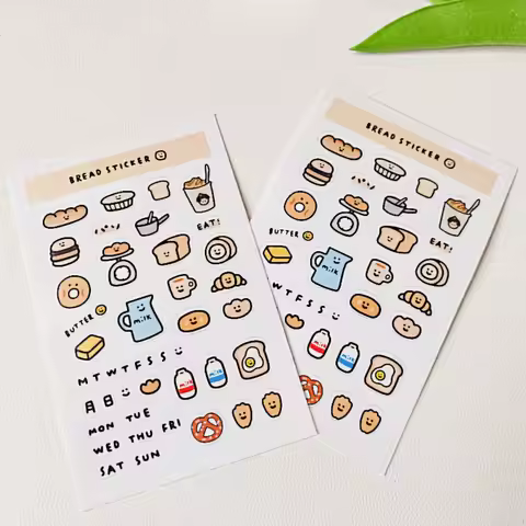 Korean Ins Bread Hand Account Sticker Cute Girl Cartoon Decoration Diy Hand Account Small Card Goo C