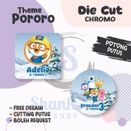 Pororo THEME Birthday Label Sticker/Chromo Material Birthday Sticker/Birthday Sticker/Hologram Effect Label Sticker