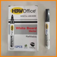 ■ ━ ۩ Double H 12pcs/1box HBW White Board Marker Black Ink Refillable Whiteboard Marker Markers
