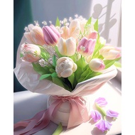 PhotoCustom 40x50cm Painting By Numbers Acrylic Paints Picture Drawing Tulip Bouquet Picture Home De