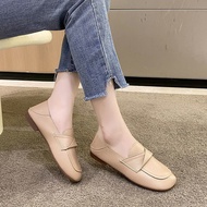 รองเท้าหนังเนื้อนุ่มแท้สำหรับผู้หญิงรองเท้าแผ่นรองเท้านุ่มสบายรองเท้าผู้หญิงรองเท้าส้นเตี้ยใหม่