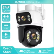 Hamrol Lensa Ganda 8MP 4K WiFi Kamera PTZ Luar Ruangan Tahan Air Penuh Warna Kamera IP Penglihatan M