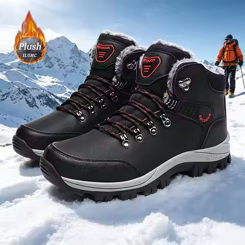 Winter Men Boots Microfiber Leather Snow Boots Man Plush Warm Causal Shoe Waterproof Men Boots Male 