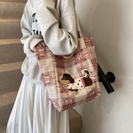 Korea Korea Embroidered Dog Leopard Print Shoulder Messenger Canvas Bag Retro 2025 Commuter Lazy Cas