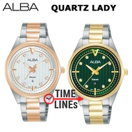 ALBA ของแท้ รุ่น AH7AX4X1 (Pink gold) AH7AX6X1 (Green) นาฬิกาข้อมือผู้หญิง หรูหรา QUARTZ ใช้ถ่าน ประ