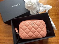 Brand New CHANEL Coral Pink Caviar Makeup Bag Cosmetic Coin Clutch Pouch 化妝包/化妝袋