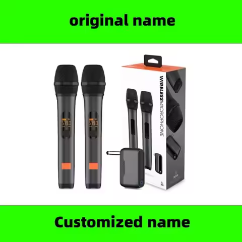 Microphone Wireless UHF 2 Channel Karaoke System Built-in Lithium Battery Cordless Handheld Mic For 