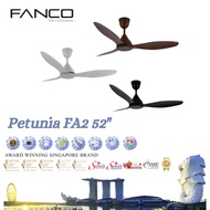FANCO PETUNIA FA2 52" CEILING FAN / REMOTE / DC MOTOR / 3 BLADE / NO LIGHT / 6 SPEED + POSITIVE REVERSAL
