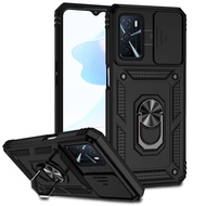 Case For OPPO A16 A54 A55 A57 A74 A77Global Slide Camera Protector 360 Ring Armor PC Hard Cover For 