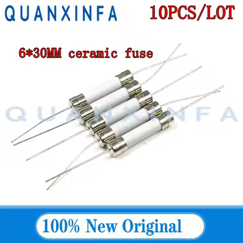 10PCS 6*30MM Fast Blow Ceramic fuse tube 6x30 250V 10A 12A 15A 20A 25A 30A long needle fuse tube