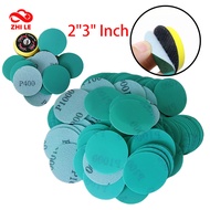 2 3 Inch Green Polyester Film Hook Loop Dry Wet Sanding Disc Glass Sandpaper Dish Polish Abrasive Or