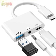 ECYOU Type-C to 3.5m Tablet Headphone USB Splitter Data Transmission