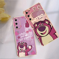 Casing OPPO Realme 8 Pro 8 4G 5G C21Y C25Y C11 2021 C12 C15 C30 C33 6D Plating Strawberry Bear Lotso Camera Protective Square Frame Couple Cartoon  Silicone Phone Case