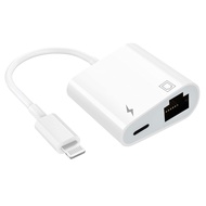 Lightning to Ethernet Adapter, [Apple MFi Certified] 2 in 1 RJ45 Ethernet LAN Network Adapter with C
