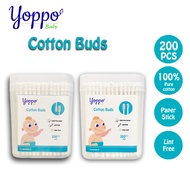 Yoppo Baby Cotton Buds Spiral Cotton Buds Cotton Buds and Spoons, 200 Pieces