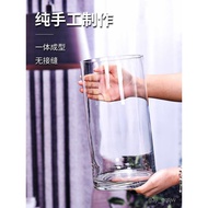 Glass Vase Transparent Large Diameter Decoration Living Room Floor Light Luxury Hydroponic Rich Bamboo Lily Vase Sense