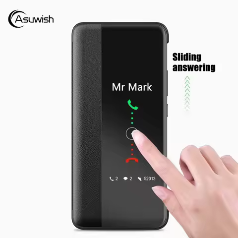 Smart View Flip Cover Leather Phone Case For Huawei P30 P40 P50 Pro P20 P 30 20 Lite P30pro P20pro 3