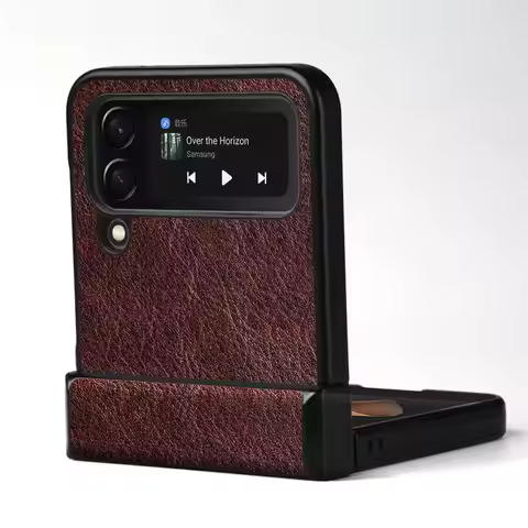 Luxury PU leather Case for Samsung galaxy Z Flip 4 5G Business solid color design phone cover for sa