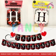 Bunting Flag Banner Happy Anniversary Love Flower/ Wedding Anniversary Decoration Banner/ Birthday G