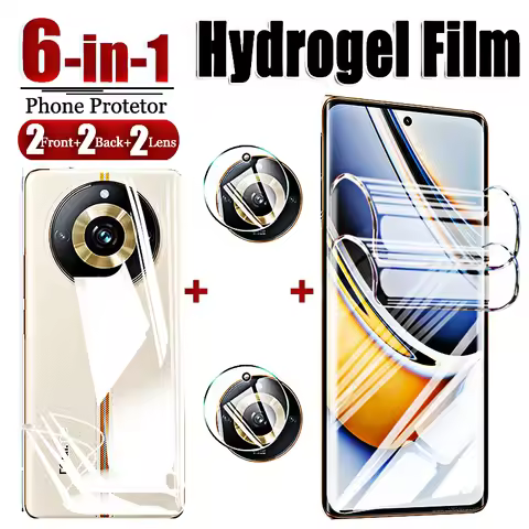 6in1 Hydrogel Soft Film for Realme 11 Pro Plus Glass 3D Curved Screen Protectors on For OPPO Real Me
