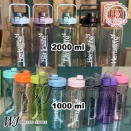 Drinking Water Bottle 1000ml 2000ml 1L 2L with Straw Herbal 水杯太空杯运动水壶 Life