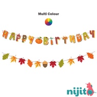 Nijito - Autumn Happy Birthday Banner Happy Birthday Letter Banner Backdrop Happy Birthday Decoratio