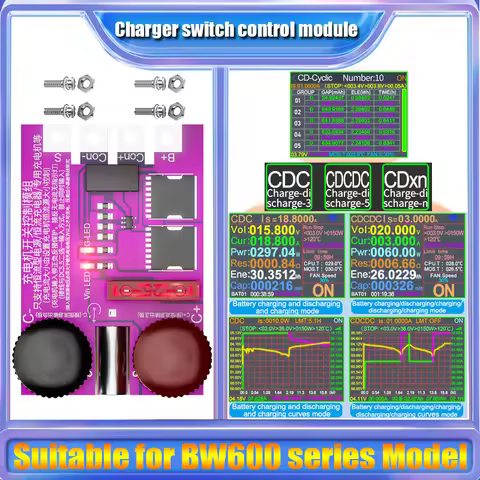 ATORCH BW600 Electronic Load Meter Charging Control Module Adapter Max 100V 20A Supports DC5.5 Inter