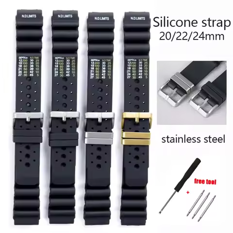 ND Limits Diver Watchband for Seiko Resin Wristband for Water Ghost Men Women High Quality Bracelet 